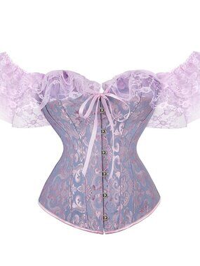 Purple Corset Top for Women Off Shoulder Lace Up Renaissance Gothic Bustier M